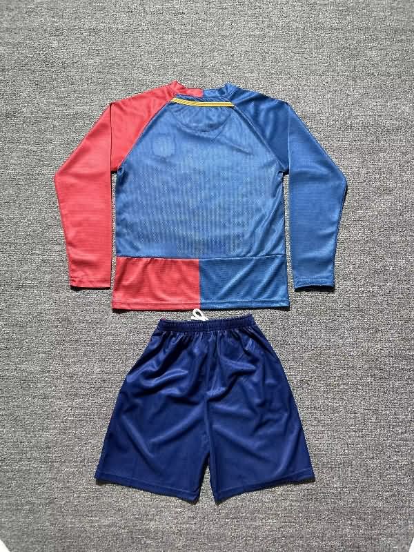 2008/09 Barcelona Home Long Sleeve Kids Soccer Jersey And Shorts