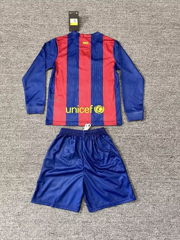 2014/15 Barcelona Home Long Sleeve Kids Soccer Jersey And Shorts