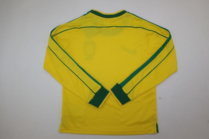 1998 Brazil Home Long Sleeve Kids Soccer Jersey And Shorts