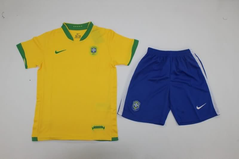 2006 Brazil Home Kids Soccer Jersey And Shorts