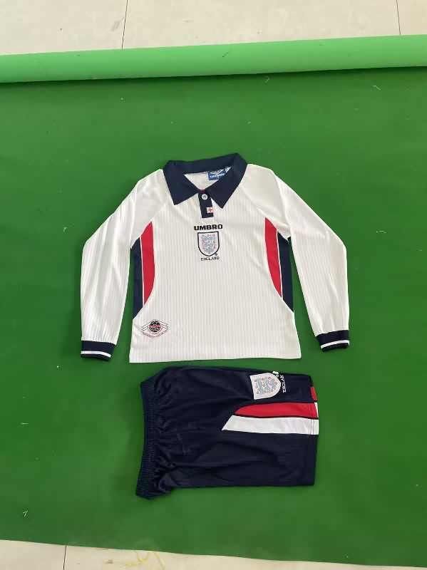 1998 England Home Long Sleeve Kids Soccer Jersey And Shorts