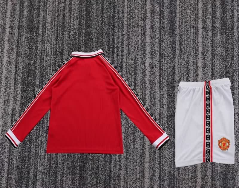 1998/00 Manchester United Home Long Sleeve Kids Soccer Jersey And Shorts