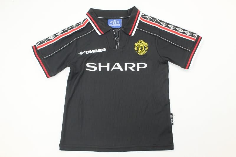 1998/99 Manchester United Black Kids Soccer Jersey And Shorts