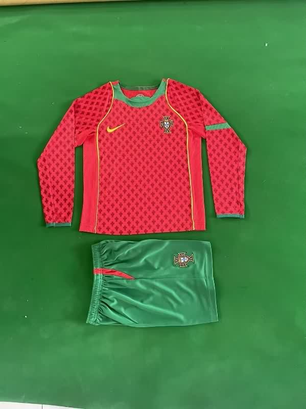 2004 Portugal Home Long Sleeve Kids Soccer Jersey And Shorts 2004 Portugal Home Long Sleeve Kids Soccer Jersey And Shorts