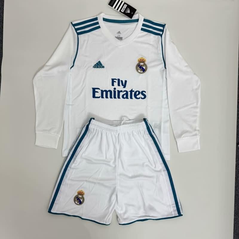 2017/18 Real Madrid Home Long Kids Soccer Jersey And Shorts