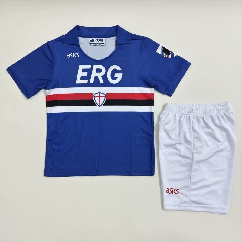 1990/91 Sampdoria Home Kids Soccer Jersey And Shorts