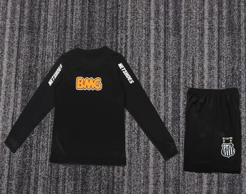 2012/13 Santos Black Long Sleeve Kids Soccer Jersey And Shorts