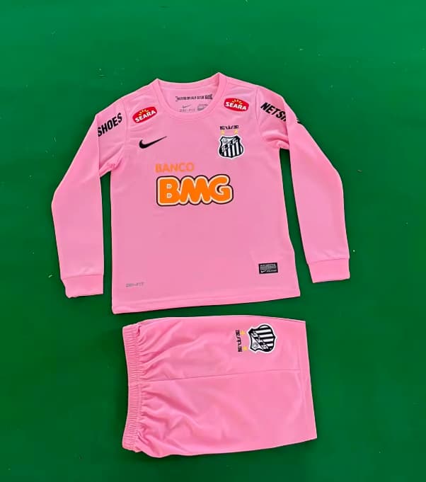 2012/13 Santos Pink Long Sleeve Kids Soccer Jersey And Shorts