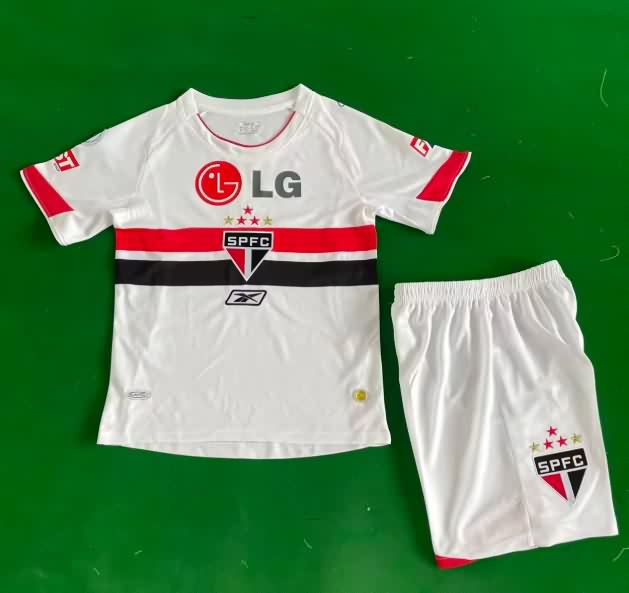 2007/08 Sao Paulo Home Kids Soccer Jersey And Shorts