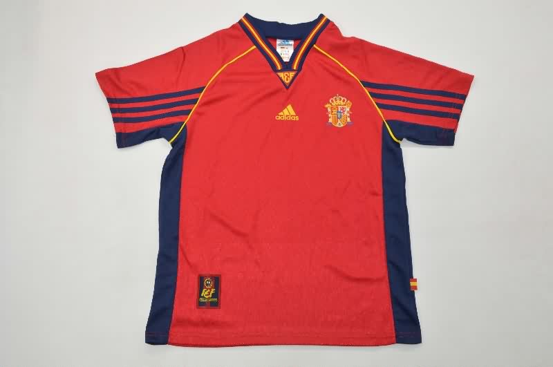 1998 Spain Home Kids Soccer Jersey And Shorts